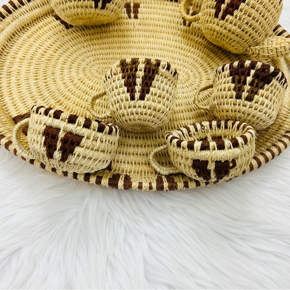 Hand Woven Basket Tray and Coffee/Tea Set - Picture 4 of 14
